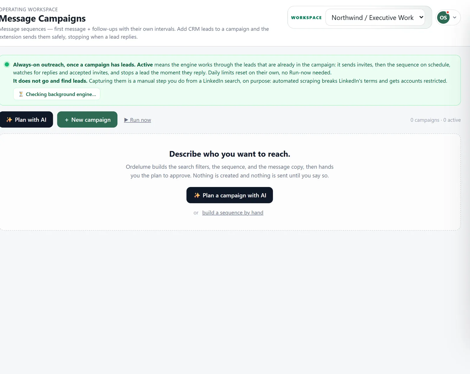 Message campaigns: describe who you want to reach and plan a campaign with AI
